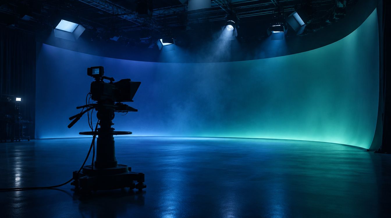 VSE branded broadcast studio set