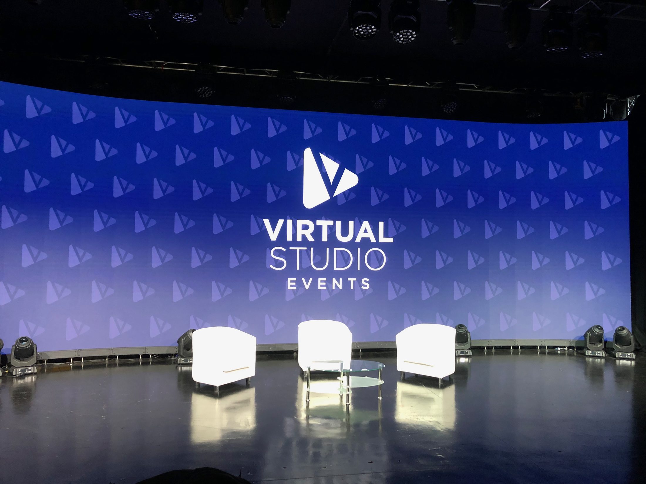 VSE branded broadcast studio set