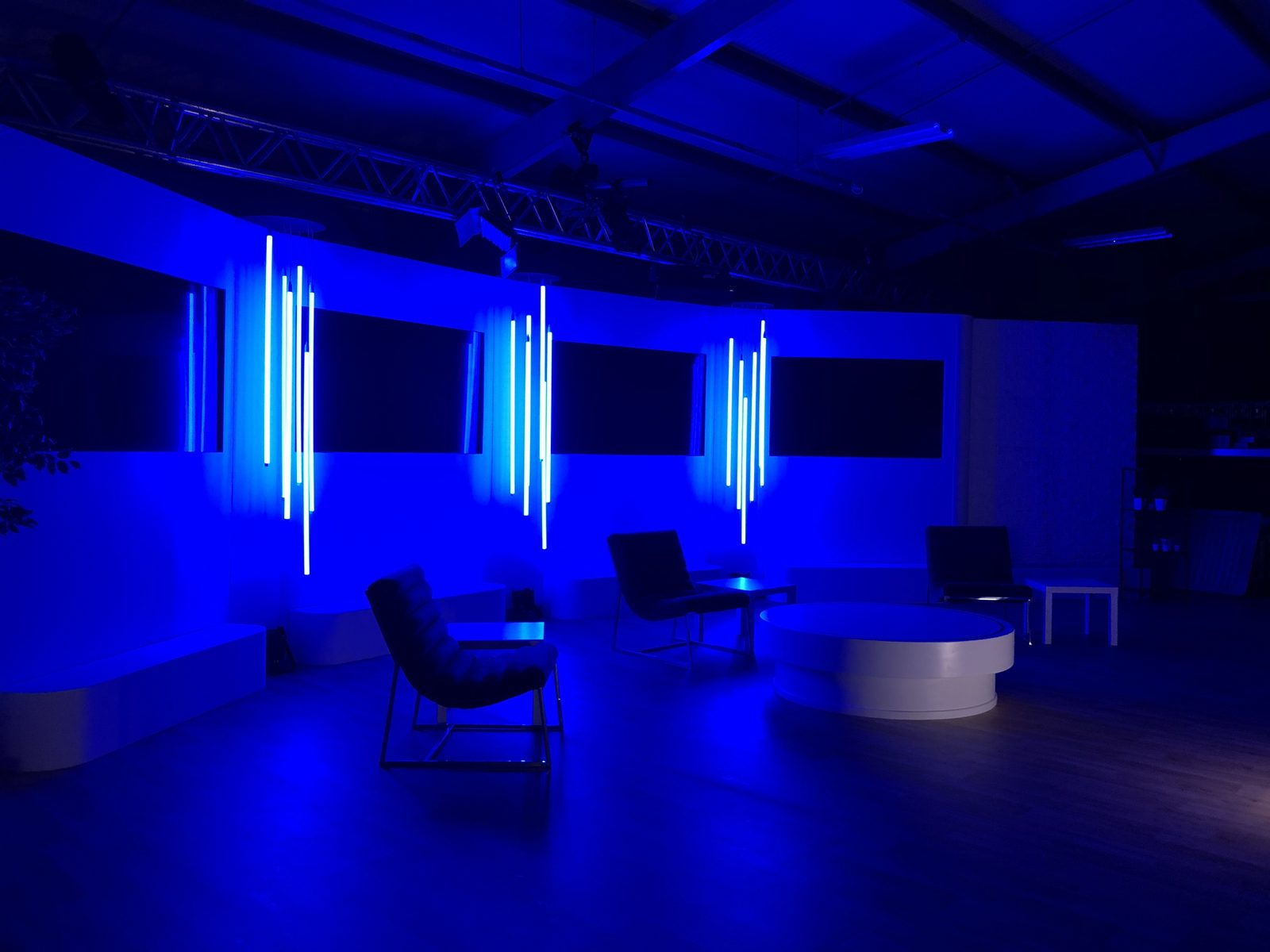 Norwich studio, blue neon